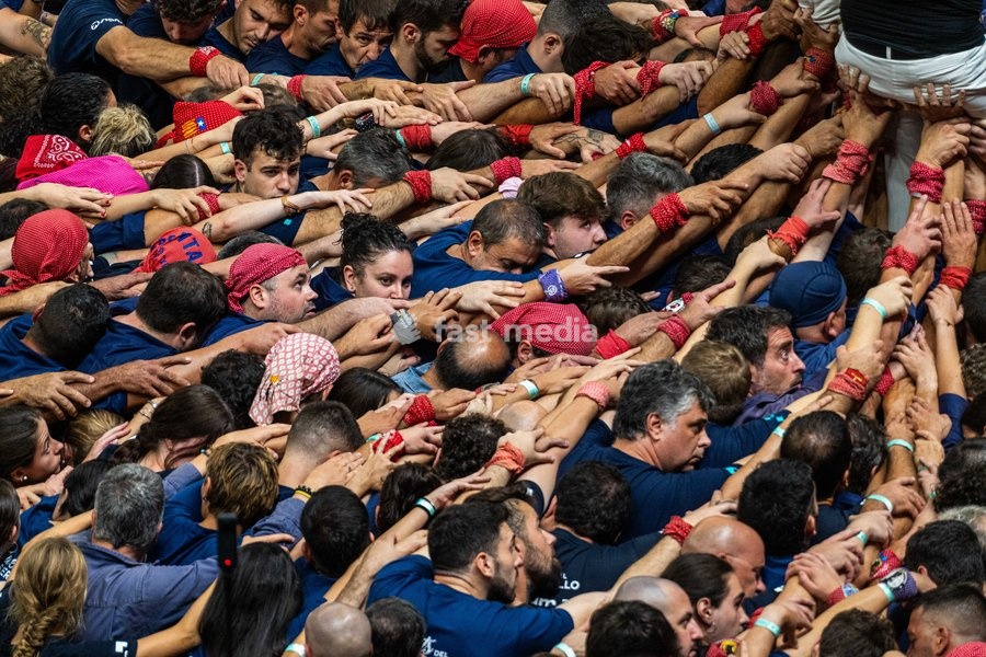 Members of the Xiquets del Serrallo colla making a human tower during the Concurs de Castells competition in Tarragona, Spain, on October 3, 2026