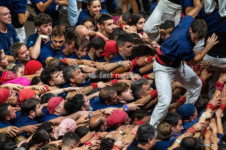 Members of the Xiquets del Serrallo colla making a human tower during the Concurs de Castells competition in Tarragona, Spain, on October 3, 2026
