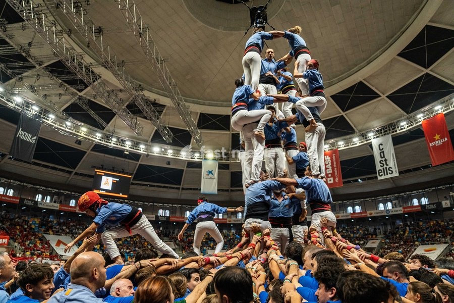 Members of the Marrecs de Salt colla making a human tower during the Concurs de Castells competition in Tarragona, Spain, on October 3, 2026