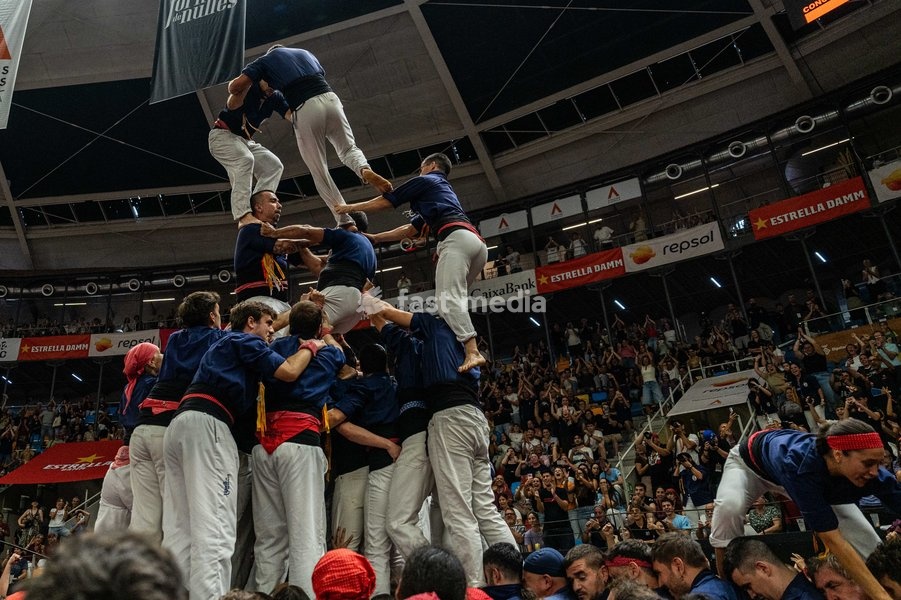 Members of the Xiquets de Serrallo making a human tower during the Concurs de Castells competition in Tarragona, Spain, on October 3, 2026