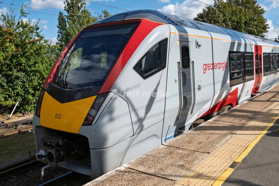Greater Anglia train at Ipswich train station in Ipswich, Suffolk, UK