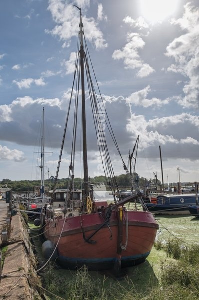 Boats by the quay at Woodbridge on the River Deben near Ipswich, Suffolk. United Kingdom. 02 October 2026
