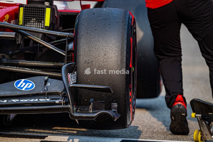 A Formula 1 car wheel during Qualifying of Saturday of Formula 1 Gulf Air Bahrain Grand Prix in Malaysia 2026 at Sepang International Circuit in Sepang, Malaysia. Round 16 of 23 of the 2026 FIA Formula One World Championship, held October 2-4, 2026. The race was relocated from Bahrain to Malaysia…