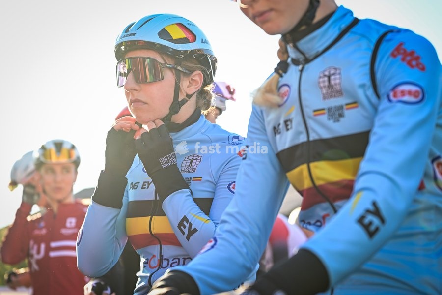 Belgian Manon Mahy is pictured before the junior women Road Race race (66,3 km) at the cycling UEC Road European Championships, in Ljubljana, Slovenia Sunday 4 October 2026. The UEC Road European Championships are taking place from 02 to 07 October in Ljubljana, Slovenia