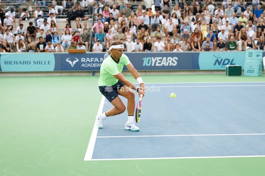 Rafael Nadal of Team Rafa in action during the Rafa Nadal Academy Slam at the Rafa Nadal Academy in Manacor, Mallorca, Spain on October 3, 2026