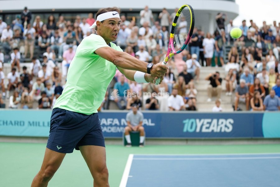 Rafael Nadal of Team Rafa in action during the Rafa Nadal Academy Slam at the Rafa Nadal Academy in Manacor, Mallorca, Spain on October 3, 2026