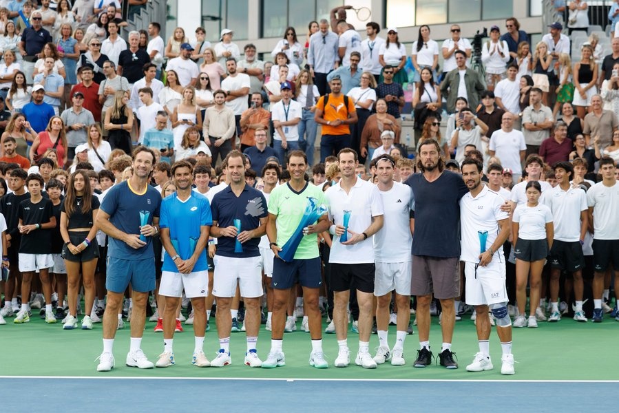 Players pose following the Rafa Nadal Academy Slam, part of the Rafa Nadal Academy 10th Anniversary celebrations at the Rafa Nadal Academy in Manacor, Mallorca, Spain on October 3, 2026