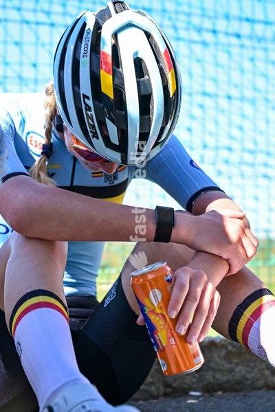 Belgian Laura Five is pictured after the junior women Road Race race (66,3 km) at the cycling UEC Road European Championships, in Ljubljana, Slovenia Sunday 4 October 2026. The UEC Road European Championships are taking place from 02 to 07 October in Ljubljana, Slovenia