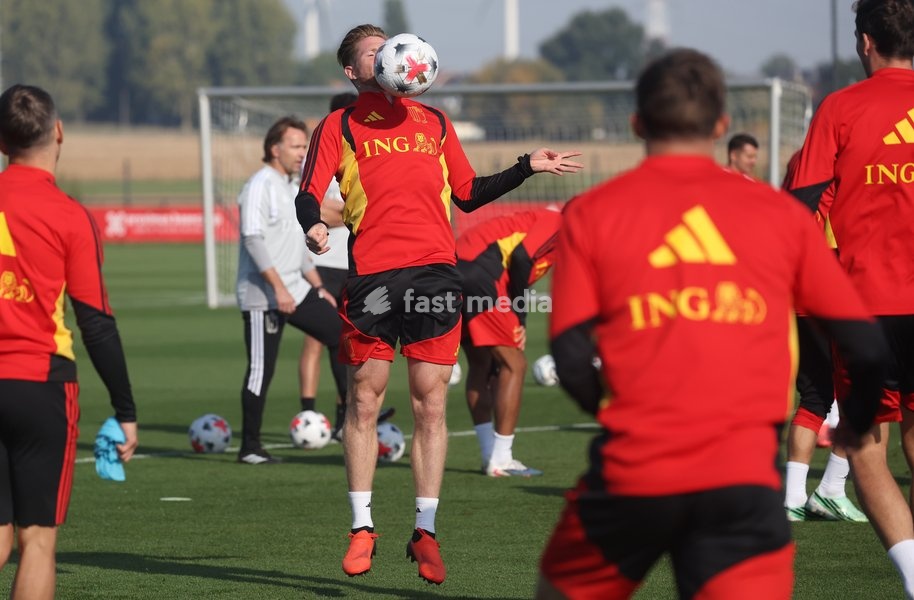 Belgium's Kevin De Bruyne pictured during a training session of the Red Devils, the Belgian national soccer team, at the national training center in Tubize, Sunday 4 October 2026. The team is preparing for their game against France on Monday, their fourth game in the UEFA Nations League competition