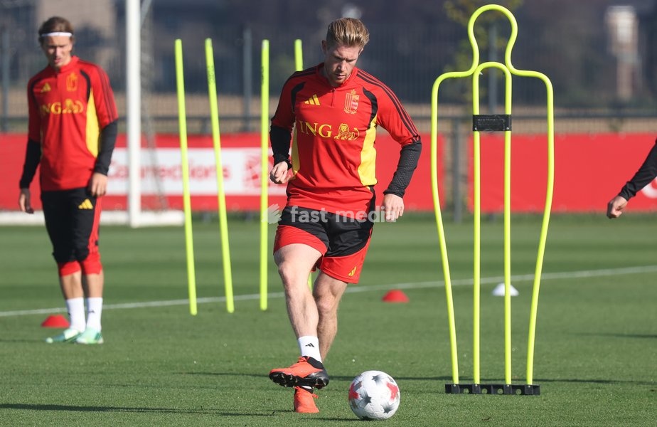 Belgium's Kevin De Bruyne pictured during a training session of the Red Devils, the Belgian national soccer team, at the national training center in Tubize, Sunday 4 October 2026. The team is preparing for their game against France on Monday, their fourth game in the UEFA Nations League competition