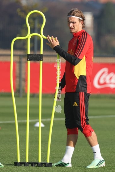 Belgium's Mika Godts pictured during a training session of the Red Devils, the Belgian national soccer team, at the national training center in Tubize, Sunday 4 October 2026. The team is preparing for their game against France on Monday, their fourth game in the UEFA Nations League competition