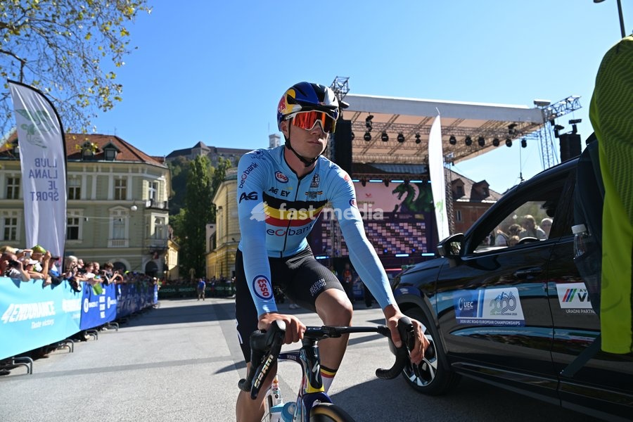 Belgium's Remco Evenepoel pictured ahead of the elite men Road Race race (196,2 km) at the cycling UEC Road European Championships, in Ljubljana, Slovenia Sunday 4 October 2026. The UEC Road European Championships are taking place from 02 to 07 October in Ljubljana, Slovenia