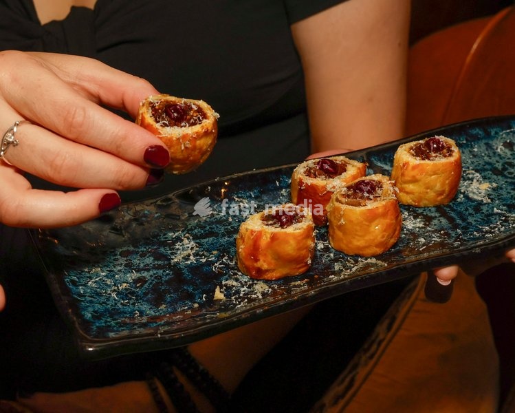 Coffee & Balsamic Figs in Goat's cheese parcels at the The Leopard Bar Launch Party at The Rubens at the Palace