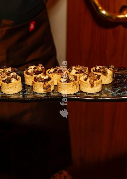 Wild Mushroom Tart with Truffle Hollandaise at the The Leopard Bar Launch Party at The Rubens at the Palace