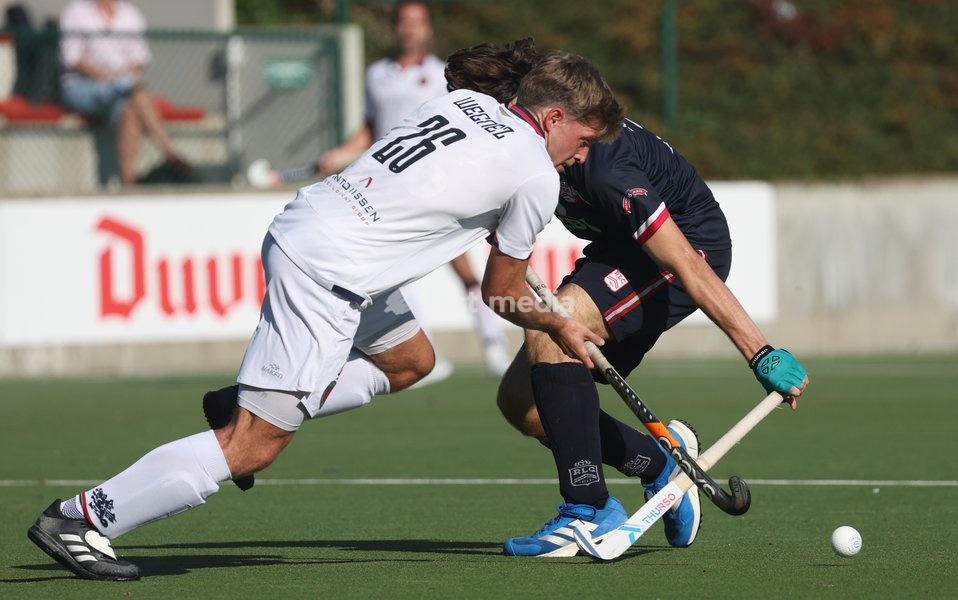 Dragon’s Victor Wegnez fights for the ball during a hockey game between Royal Leopold Club and KHC Dragons on Sunday 4 October 2026 in Brussels, on day 4 of the Belgian first division hockey championship