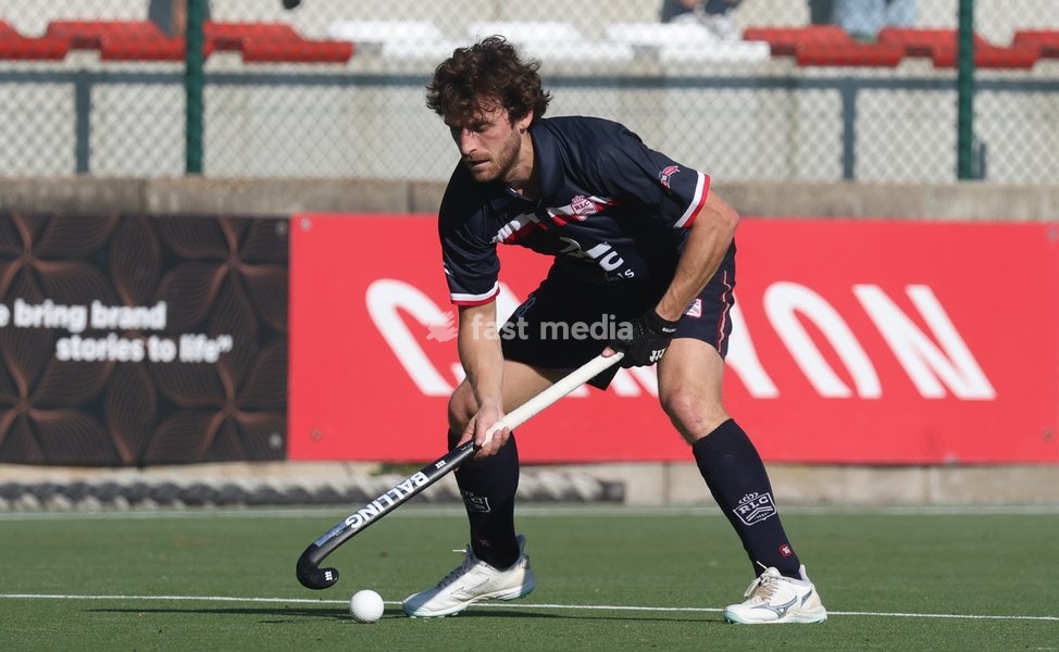 Leopold's Antoine Callewaert pictured during a hockey game between Royal Leopold Club and KHC Dragons on Sunday 4 October 2026 in Brussels, on day 4 of the Belgian first division hockey championship