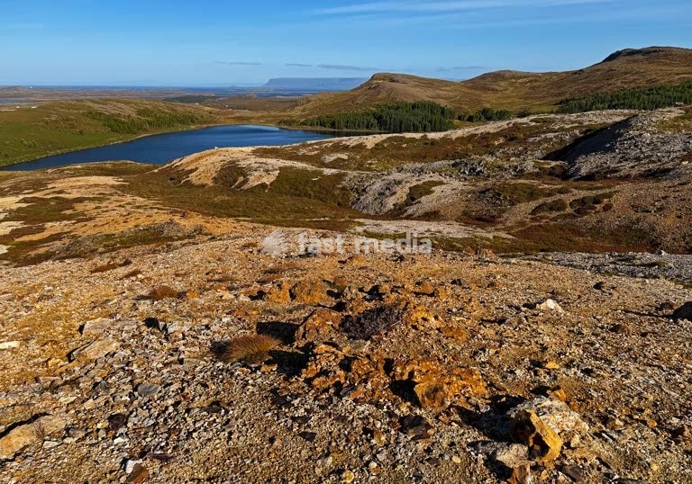 Weiter Ausblick vom vulkanischen Berg Drápuhlidarfjall auf Snæfellsnes, Westisland, Island, Europa