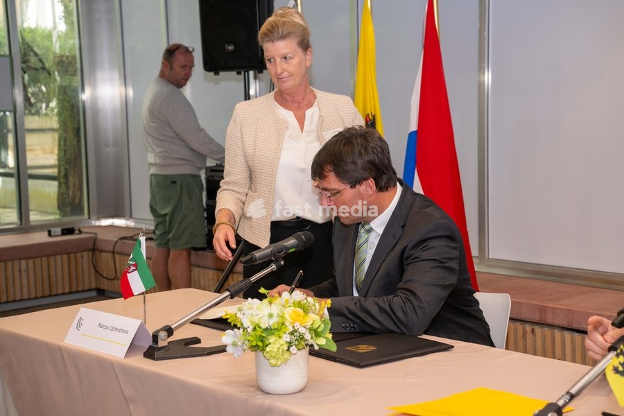 North Rhine-Westphalia·s Finance Minister Marcus Optendrenk is pictured at the High Level Haventop (Harbor Summit) on the future of European ports and industry, organized by Flanders, the Netherlands and North Rhine-Westphalia, Monday 5 October 2026, at the Botanic garden in Meise