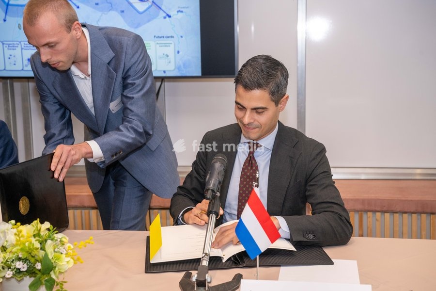 Dutch Prime Minister Rob Jetten is pictured during the High Level Haventop (Harbor Summit) on the future of European ports and industry, organized by Flanders, the Netherlands and North Rhine-Westphalia, Monday 5 October 2026, at the Botanic garden in Meise
