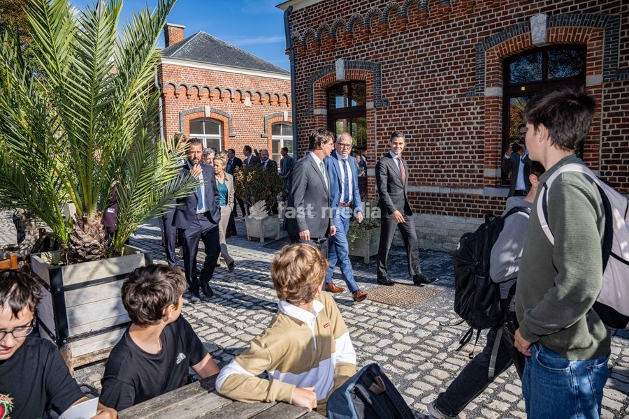 North Rhine-Westphalia·s Finance Minister Marcus Optendrenk; Flemish Minister-President Matthias Diependaele and Dutch Prime Minister Rob Jetten are pictured at the High Level Haventop (Harbor Summit) on the future of European ports and industry, organized by Flanders, the Netherlands and North…