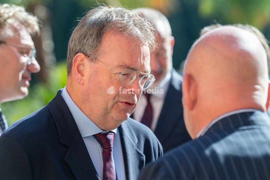Port of Antwerp & Brugge CEO Rob Smeets is pictured at the High Level Haventop (Harbor Summit) on the future of European ports and industry, organized by Flanders, the Netherlands and North Rhine-Westphalia, Monday 5 October 2026, at the Botanic garden in Meise