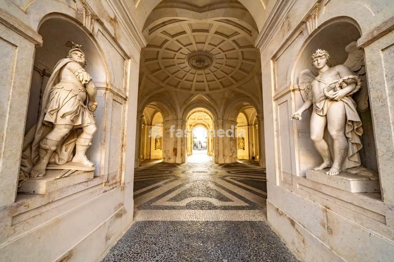 Mythological sculpures at the East wing of Palacio National da Ajuda, Lisbon. The last Royal Palace of Portugal, built 1802-1861/2018