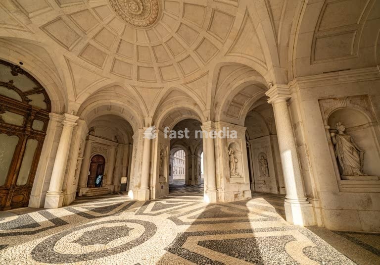 East wing of Palacio National da Ajuda, Lisbon, first row of vaults. The last Royal Palace of Portugal, built 1802-1861/2018
