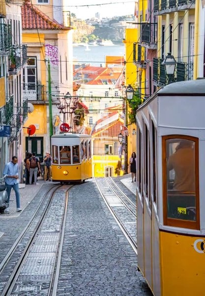 Historic funicular Elevador da Bica, Lisbon, Portugal