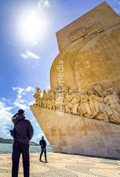 Visitors at the Discovery Monument, Padrão dos Descobrimentos, in Belém, Lisbon, Portugal