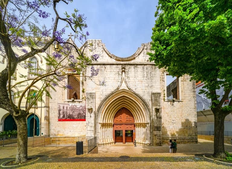 Carmo Convent Gothic portal, Largo do Carmo, Chiado, Lisbon, Portugal