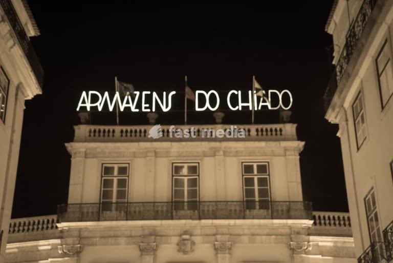 Lisbon, Portugal, shopping center Armazens do Chiado at night