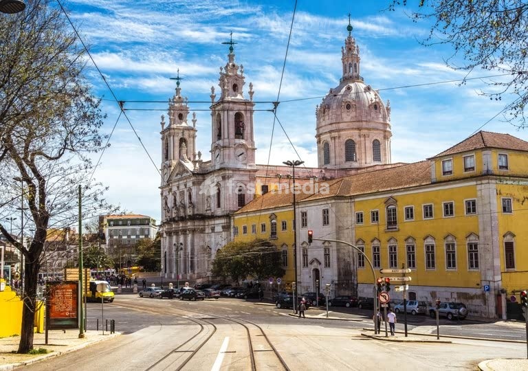BASÍLICA DA ESTRELA, twin bell towers and dome, neoclassical church, Estrela, Lisbon, Portugal