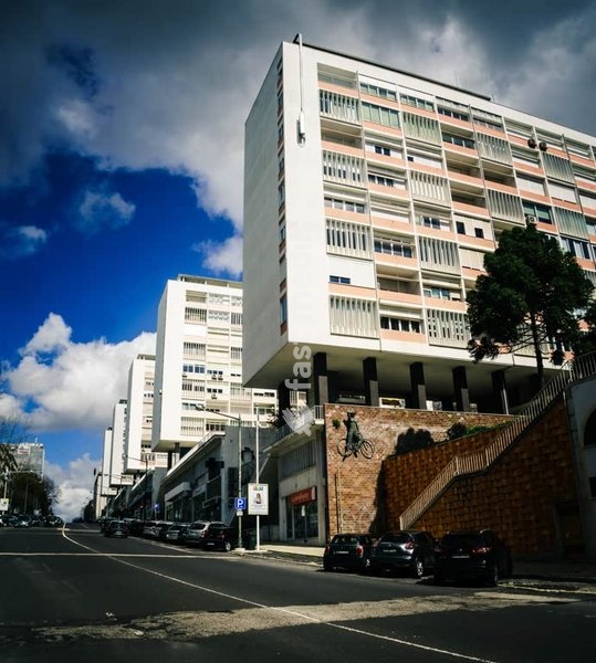 Le Corbusier-inspired pilotis housing, Conjunto Habitacional, Avenida Infante Santo, Lisbon, Portugal