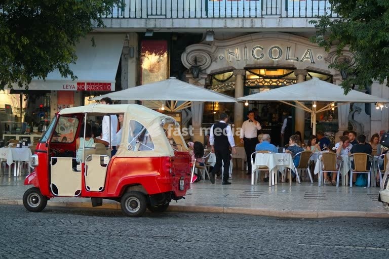Lisbon. Café Nicolá, one of Lisbon’s oldest and most famous restaurants and cafes. Rossio square