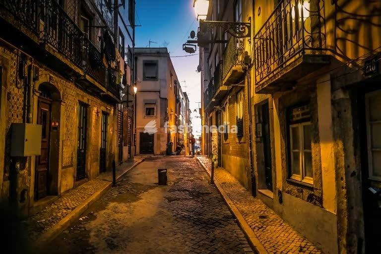 Lisbon. A street in Bairro Alto at night