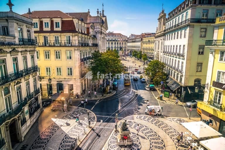 Lisbon. Chiado with Praca de Camoes in the background