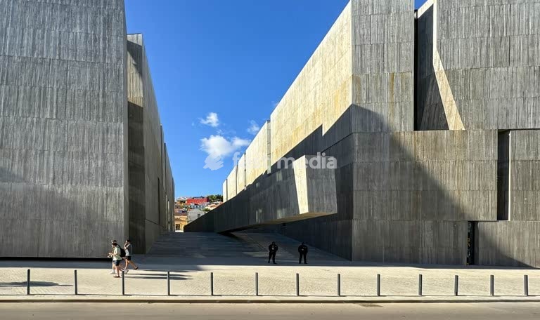 Lisbon, EDP Sede II, modern architecture. The new building of the Portuguese electricity company by Argentine architect Alejandro Aravena