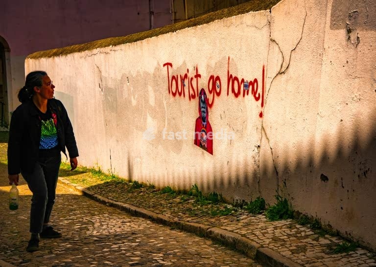 Graffiti against over-tourism in Lisbon, Portugal. Photo Peter Delius