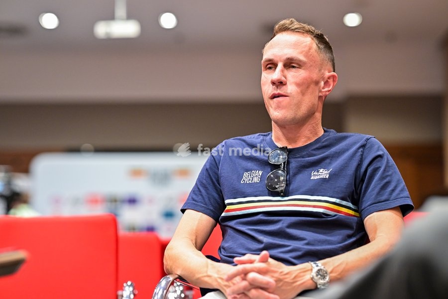 Coach of the Belgian national cycling team Serge Pauwels pictured during a press conference at the cycling UEC Road European Championships, in Ljubljana, Slovenia Monday 5 October 2026. The UEC Road European Championships are taking place from 02 to 07 October in Ljubljana, Slovenia