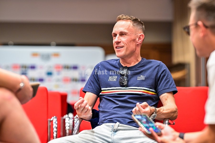Coach of the Belgian national cycling team Serge Pauwels pictured during a press conference at the cycling UEC Road European Championships, in Ljubljana, Slovenia Monday 5 October 2026. The UEC Road European Championships are taking place from 02 to 07 October in Ljubljana, Slovenia