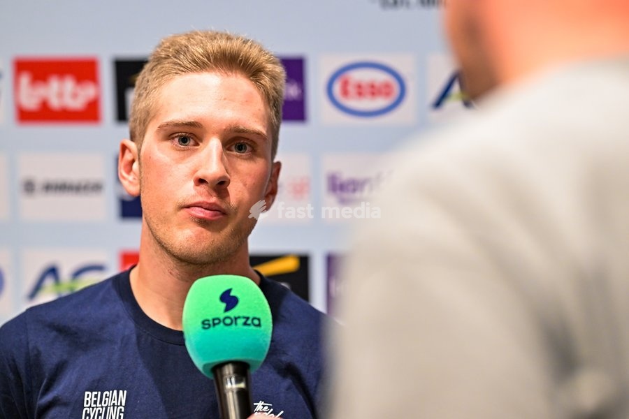 Belgian Ilan Van Wilder is pictured during a press conference at the cycling UEC Road European Championships, in Ljubljana, Slovenia Monday 5 October 2026. The UEC Road European Championships are taking place from 02 to 07 October in Ljubljana, Slovenia