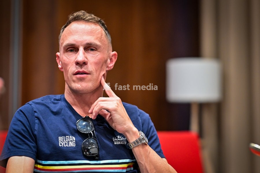 Coach of the Belgian national cycling team Serge Pauwels pictured during a press conference at the cycling UEC Road European Championships, in Ljubljana, Slovenia Monday 5 October 2026. The UEC Road European Championships are taking place from 02 to 07 October in Ljubljana, Slovenia