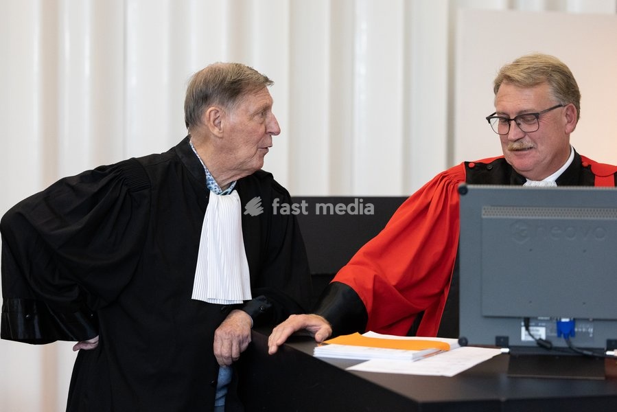 Lawyer Jef Vermassen and Public Prosecutor Serge Malefason pictured during the composition of the jury in the case of D. De Kock and his ex-girlfriend R. Wuytack regarding the death of Dean Verberckmoes, before the Assizes Court of East-Flanders in Gent, on Monday 5 October 2026. De Kock is accused…