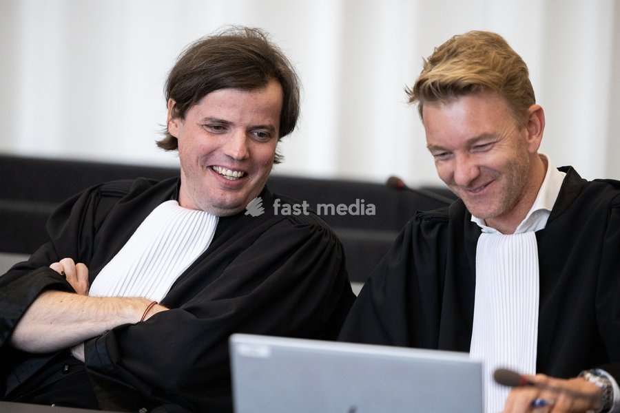 Lawyer Raan Colman and lawyer Nick Heinen pictured during the composition of the jury in the case of D. De Kock and his ex-girlfriend R. Wuytack regarding the death of Dean Verberckmoes, before the Assizes Court of East-Flanders in Gent, on Monday 5 October 2026. De Kock is accused of manslaughter…