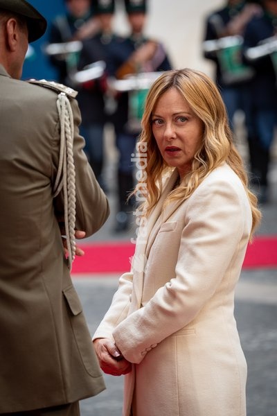 Italian Prime Minister, Giorgia Meloni, receives the Slovenian Prime Minister, Janez Janša, at Palazzo Chigi in Rome, Italy on 05 October 2026