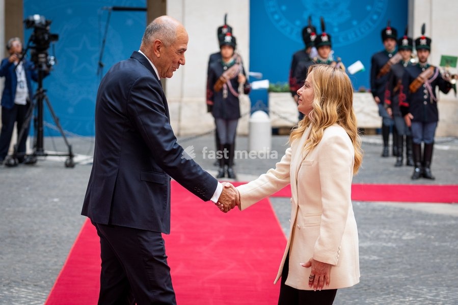Italian Prime Minister, Giorgia Meloni, receives the Slovenian Prime Minister, Janez Janša, at Palazzo Chigi in Rome, Italy on 05 October 2026
