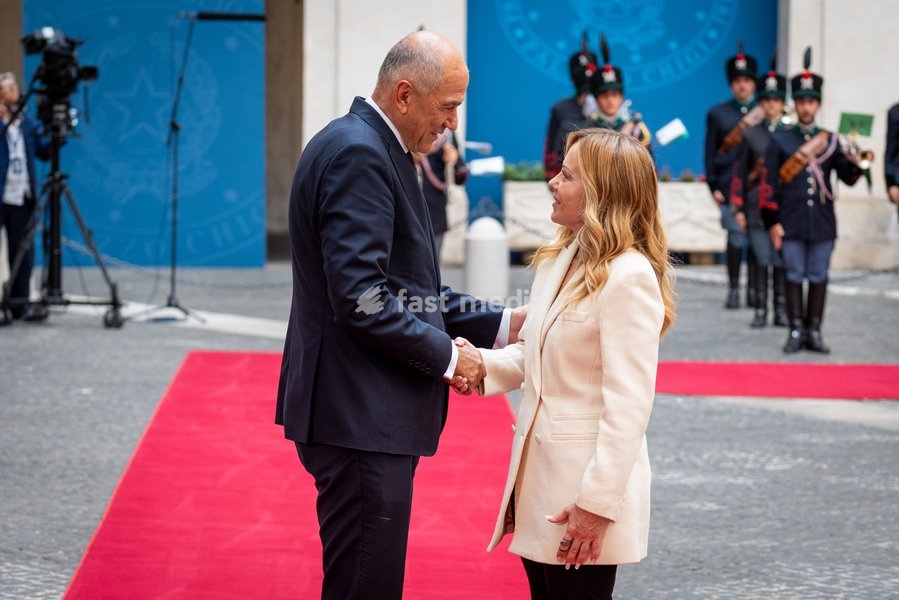 Italian Prime Minister, Giorgia Meloni, receives the Slovenian Prime Minister, Janez Janša, at Palazzo Chigi in Rome, Italy on 05 October 2026