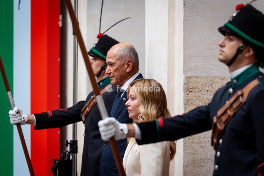 Italian Prime Minister, Giorgia Meloni, receives the Slovenian Prime Minister, Janez Janša, at Palazzo Chigi in Rome, Italy on 05 October 2026