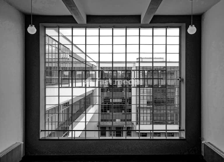 Bauhaus Dessau, iconic modernist architecture by Walter Gropius, glass curtain wall facade, Dessau, Saxony-Anhalt, Germany