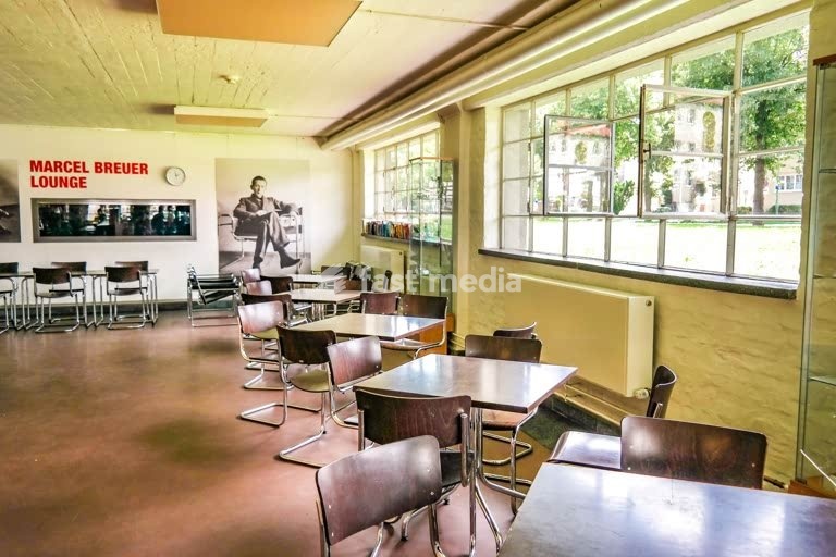 Bauhaus Dessau, canteen interiour, iconic modernist architecture by Walter Gropius, Dessau, Saxony-Anhalt, Germany